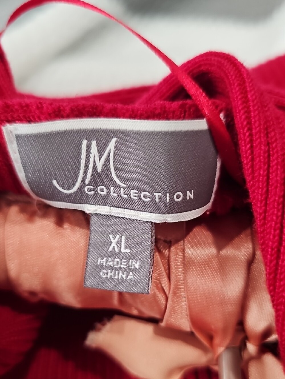 JM Collection Open-Front Red Ribbed Cardigan - Picture 3 of 3